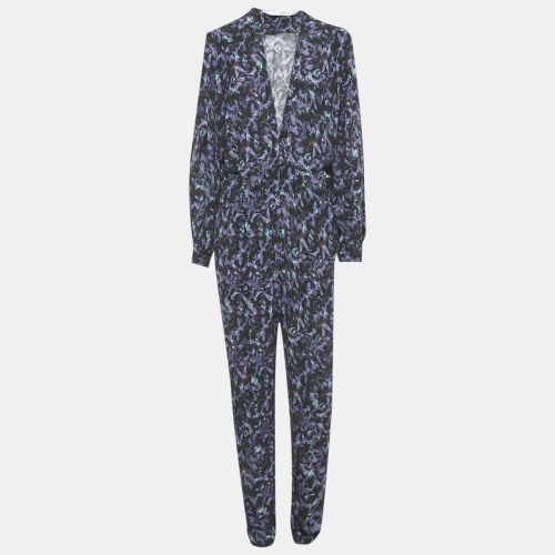 IRO Black Printed Crepe Plunge Neck Jumpsuit XL - IRO - Modalova
