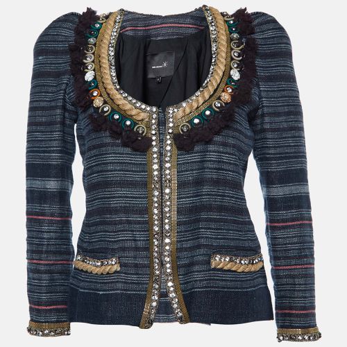 Isabel Marant Grey Striped Linen Crystal Embellished Jacket XS - Isabel Marant - Modalova