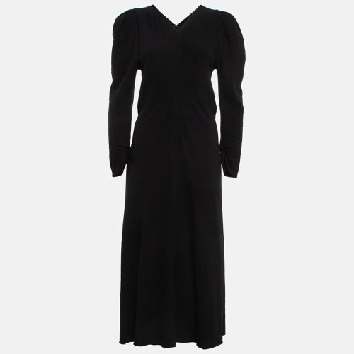 Isabel Marant Black Textured Wool Blend Ruched Midi Dress M - Isabel Marant - Modalova