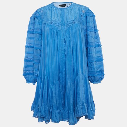 Isabel Marant Blue Embroidered Viscose Lace Trimmed Mini Gyliane Dress S - Isabel Marant - Modalova