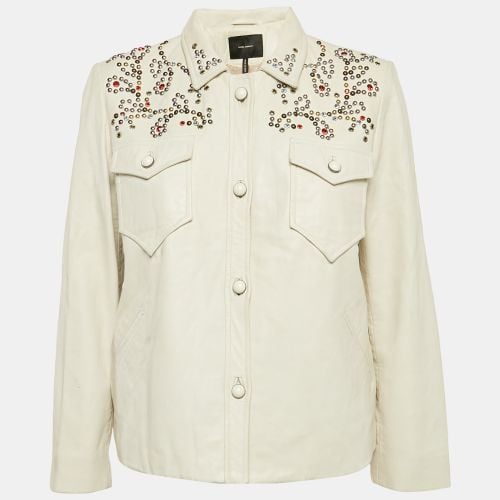 Off Studded Leather Button Front Jacket L - Isabel Marant - Modalova