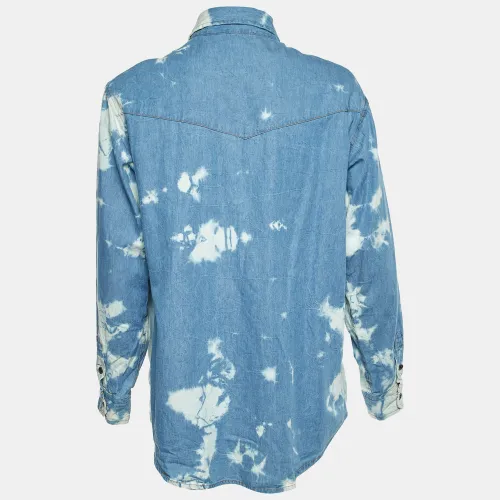 Tie-Dye Print Denim Button Front Shirt M - Isabel Marant - Modalova