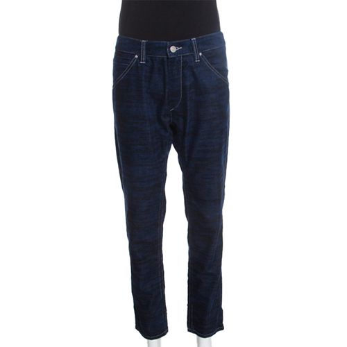 Isabel Marant Étoile Dark Blue Tiger Striped Corduroy Cropped Trousers L - Isabel Marant - Modalova