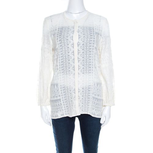 Isabel Marant Off White Embroidered Voile Long Sleeve Shirt M - Isabel Marant - Modalova