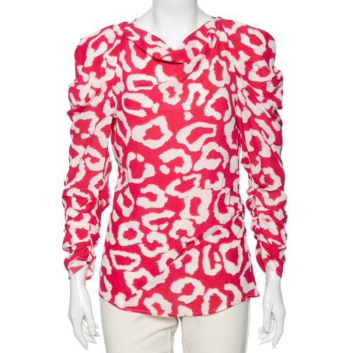 Fuchsia Printed Crepe De Chine Draped Claire Blouse M - Isabel Marant - Modalova