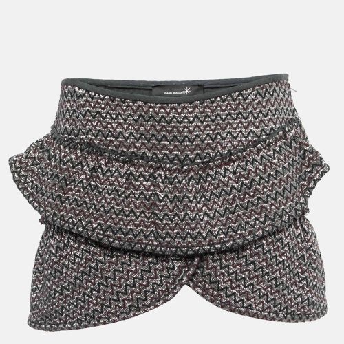 Isabel Marant Silver Zig-Zag Patterned Lurex Knit Mini Skirt M - Isabel Marant - Modalova