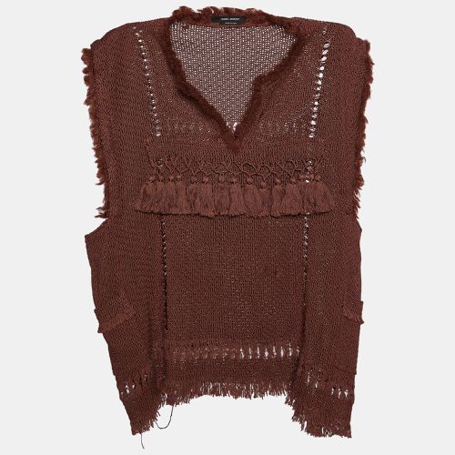 Isabel Marant Brown Perforated Knit Sleeveless Fringe Tassel Detail Top M - Isabel Marant - Modalova