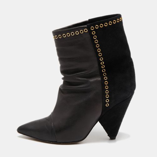 Isabel Marant Brown/Black Leather and Suede Eyelet Detail Ankle Booties Size 36 - Isabel Marant - Modalova