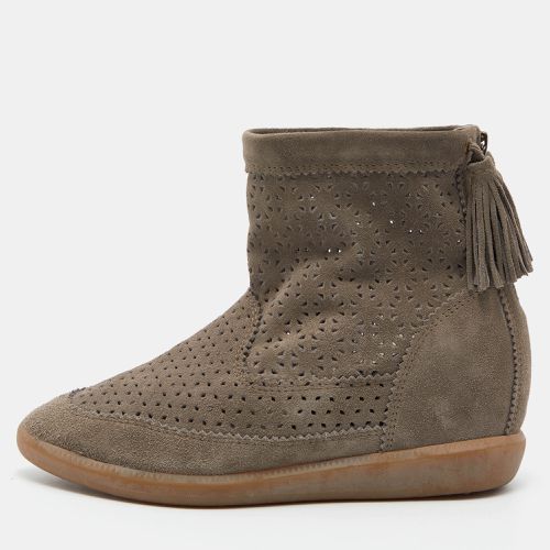 Isabel Marant Grey Cutout Suede Tassel Embellished "Beslay" Wedge Ankle Boots Size 38 - Isabel Marant - Modalova