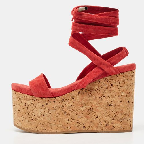 Isabel Marant Red Suede Wedge Ankle Strap Sandals Size 37 - Isabel Marant - Modalova