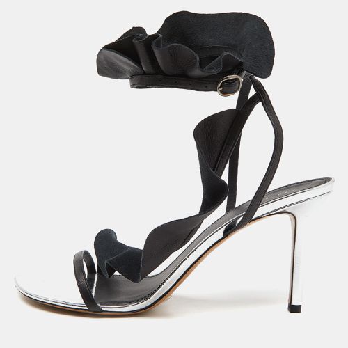 Isabel Marant Black/Silver Leather Aseta Ankle Strap Sandals Size 39 - Isabel Marant - Modalova