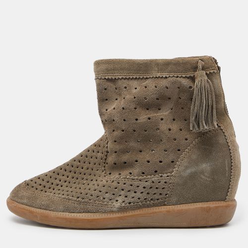 Isabel Marant Grey Cutout Suede Tassel Embellished "Beslay" Wedge Ankle Boots Size 38 - Isabel Marant - Modalova