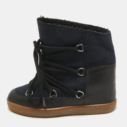 Isabel Marant Navy Blue/Black Canvas and Leather Nowels Ankle Length Boots Size 36 - Isabel Marant - Modalova