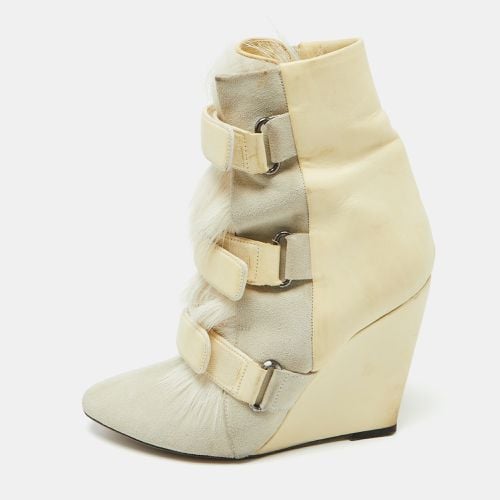 Isabel Marant Cream Leather, Suede and Calf Hair Scarlet Wedge Ankle Boots Size 40 - Isabel Marant - Modalova