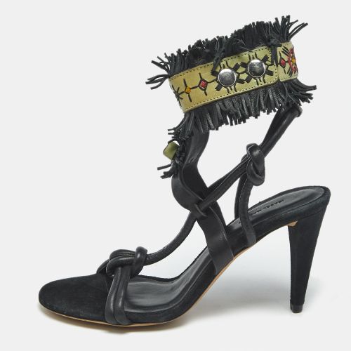 Isabel Marant Black Leather and Suede Fringe Detail Ankle Strap Sandals Size 36 - Isabel Marant - Modalova