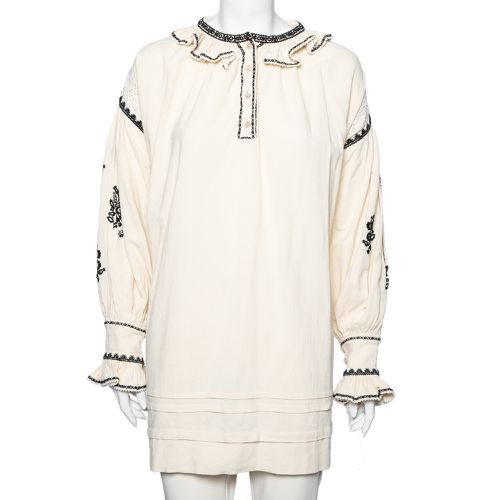 Isabel Marant Etoile Off White Embroidered Ruffled Oversized Top S - Isabel Marant Etoile - Modalova