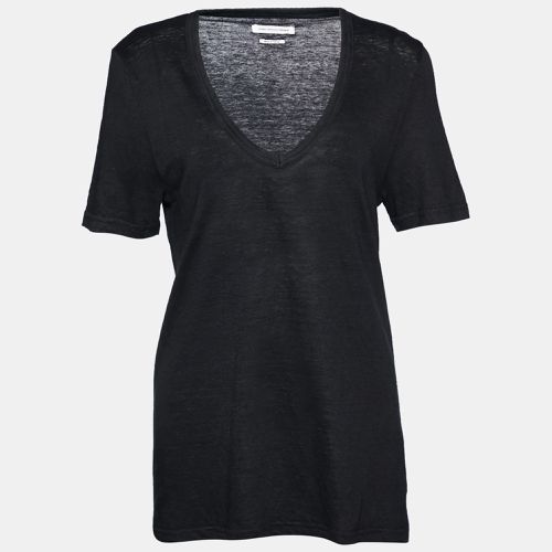 Isabel Marant Etoile Black Linen Knit V-Neck T-Shirt L - Isabel Marant Etoile - Modalova