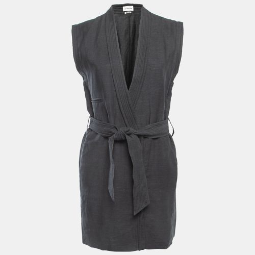 Isabel Marant Etoile Black Grey Linen Belted Sleeveless Mini Dress XS - Isabel Marant Etoile - Modalova