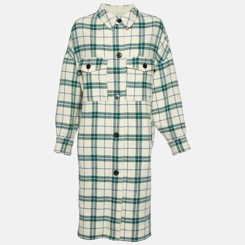 Isabel Marant Etoile Ivory White Faxon Plaid Wool Drop Shoulder Long Coat XS - Isabel Marant Etoile - Modalova