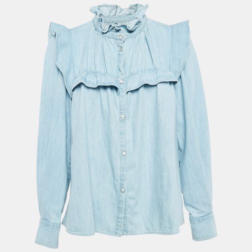 Isabel Marant Etoile Light Blue Denim Button Front Ruffled Blouse M - Isabel Marant Etoile - Modalova