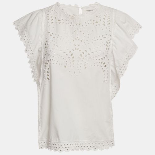 Isabel Marant Étoile White Broderie Anglaise Cotton Ruffled Blouse M - Isabel Marant Etoile - Modalova