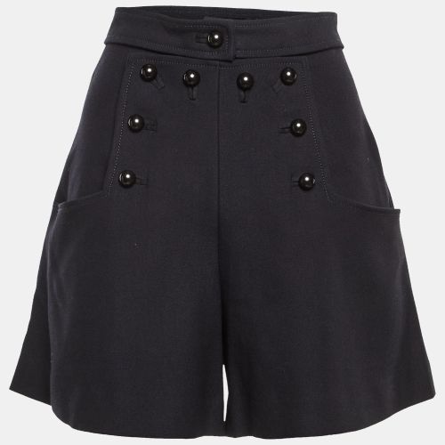 Isabel Marant Navy Blue Virgin Wool Buttoned Shorts M - Isabel Marant - Modalova
