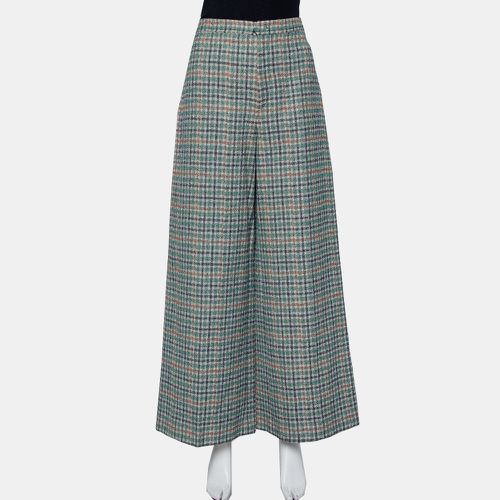 Isabel Marant Green Prince Of Wales Checkered Cotton Wide Leg Telis Trousers M - Isabel Marant - Modalova