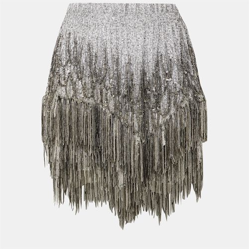 Isabel Marant Silver Silk Fringed Zulina Mini Skirt M (FR 38) - Isabel Marant - Modalova