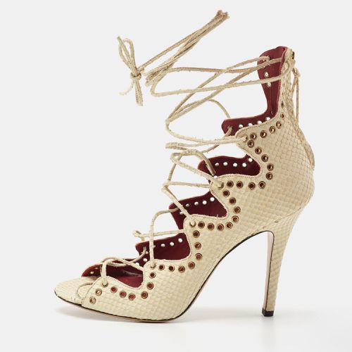 Isabel Marant Cream Python Embossed Leather Lelie Strappy Sandals Size 40 - Isabel Marant - Modalova