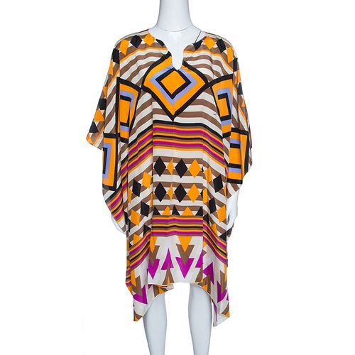 Issa Multicolor Printed Silk Kaftan Tunic ( Free Size ) - Issa - Modalova