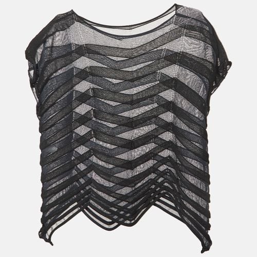 Issey Miyake Navy Blue Chevron Jelly Knit Sheer Top S - Issey Miyake - Modalova