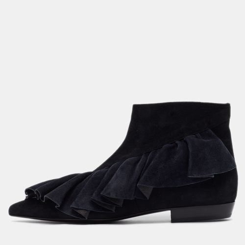 J.W.Anderson Black/Navy Blue Suede Frill Detail Ankle Boots Size 41 - J.W.Anderson - Modalova