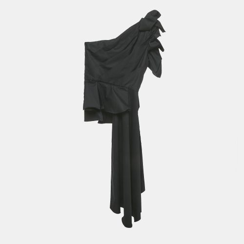 Johanna Ortiz Black Ruffled Asymmetric One-Shoulder Top M - Johanna Ortiz - Modalova