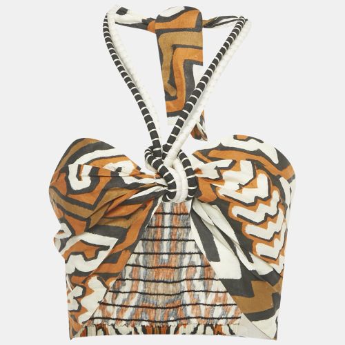Johanna Ortiz Brown Printed Linen Bralette Top M - Johanna Ortiz - Modalova