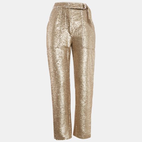 Jonathan Simkhai Gold Sequin Waist Tie-Up Belt Detail Trousers S - Jonathan Simkhai - Modalova