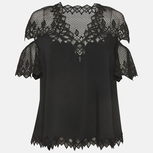 Jonathan Simkhai Black Lace Trim Crepe Cut-Out Sleeve Detail Blouse S - Jonathan Simkhai - Modalova