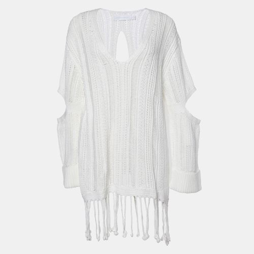 Jonathan Simkhai White Chunky Knit Rayna Cut-Out Poncho M - Jonathan Simkhai - Modalova