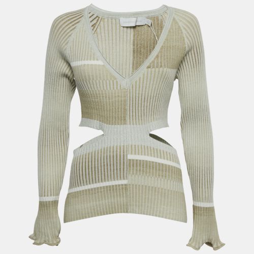 Jonathan Simkhai Beige Peyton Striped Rib Knit Cut-Out Top L - Jonathan Simkhai - Modalova