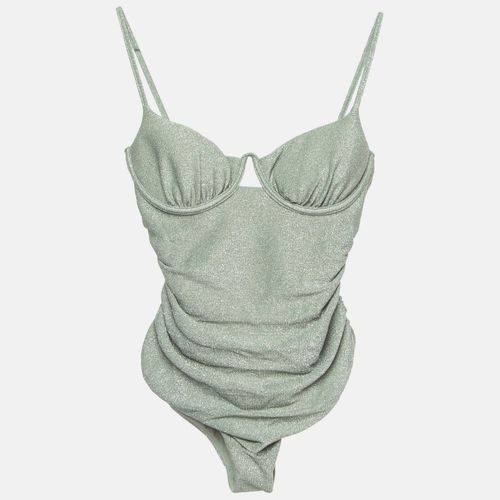 Jonathan Simkhai Sage Green Lurex Knit Ruched Swimsuit S - Jonathan Simkhai - Modalova