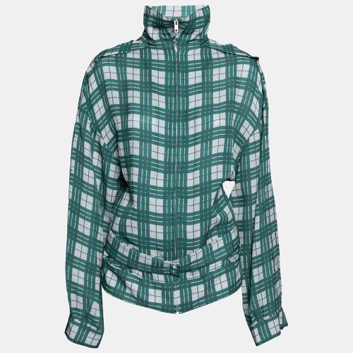 Joseph Green Check Canvas Silk Zip-Up Royce Jacket L - Joseph - Modalova