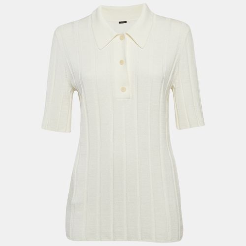 Joseph Ivory White Textured Rib Knit Polo T-Shirt S - Joseph - Modalova