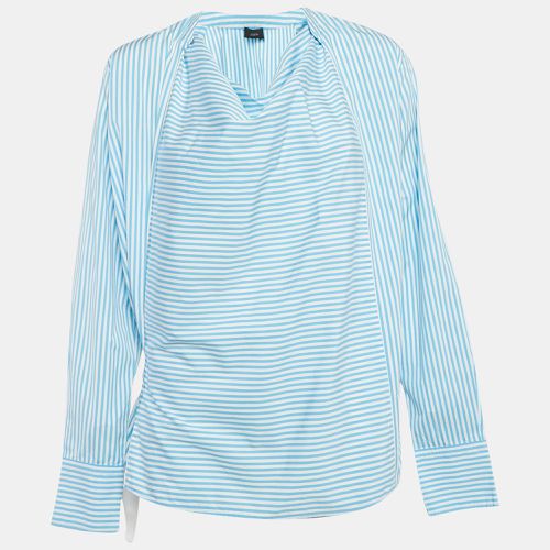 Joseph Blue Candy Stripe Cotton Arran Wrap Blouse M - Joseph - Modalova