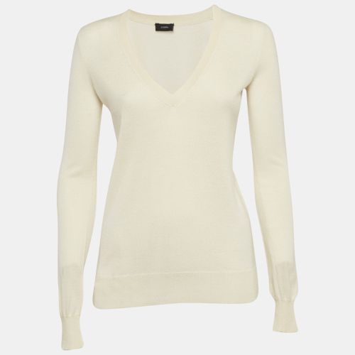 Joseph Cream Cashmere Knit V-Neck Sweater S - Joseph - Modalova