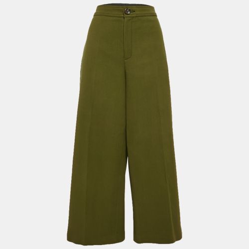 Joseph Green Wool Gabardine Wide-Leg Trousers L - Joseph - Modalova