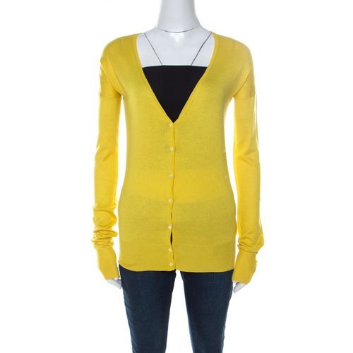 Joseph Yellow Silk Blend Knit Button Front Cardigan S - Joseph - Modalova