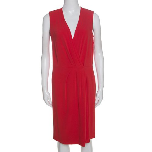 Joseph Red Crepe Pleat Detail Stellina Wrap Dress M - Joseph - Modalova