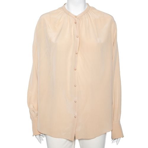 Joseph Beige Silk Oriental Neckline Everett Button Front Top L - Joseph - Modalova