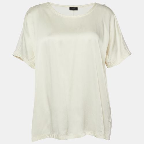 Joseph Off White Cotton Knit & Satin T-Shirt M - Joseph - Modalova