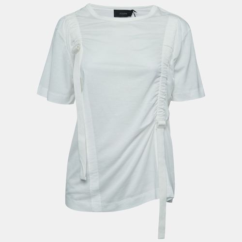 Joseph Off White Cotton Adjustable Strap Detailed Half Sleeve T-Shirt XS - Joseph - Modalova