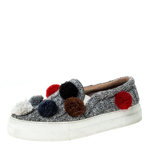 Joshua Sanders Grey Wool Blend Pom Pom Slip On Sneakers Size 39 - Joshua Sanders - Modalova